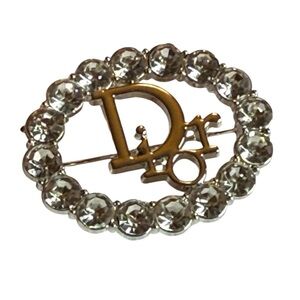 Dior Silver Lettering with Silver Crystal Brooch